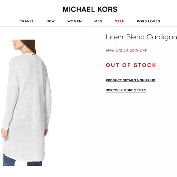 Michael Kors Linen-Blend Coverup Cardigan in white - Picture 3 of 8